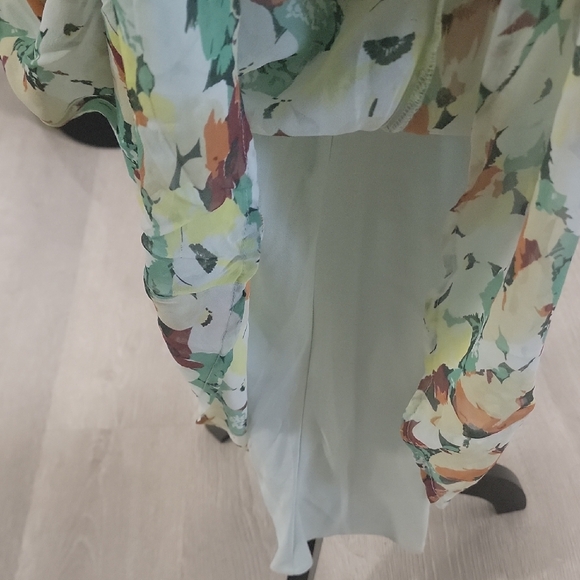 Anthropologie Green and Brown Floral Maxi Dress - Picture 8 of 13